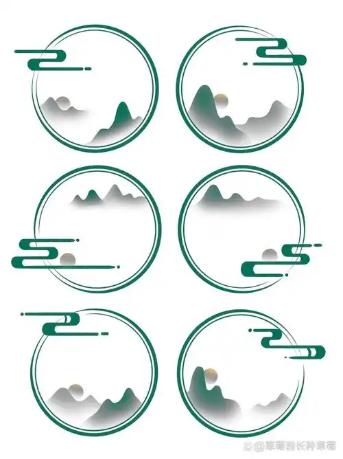 91中式边框中国风标题框古风山纹云纹飞鸟纹样 91中国风