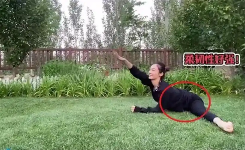 苗苗大肚子仍练一字马肚子贴到地上让人操心动作幅度太大了