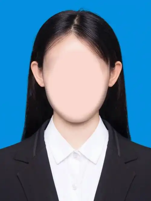 来一组正装黑西装蓝底证件照模板