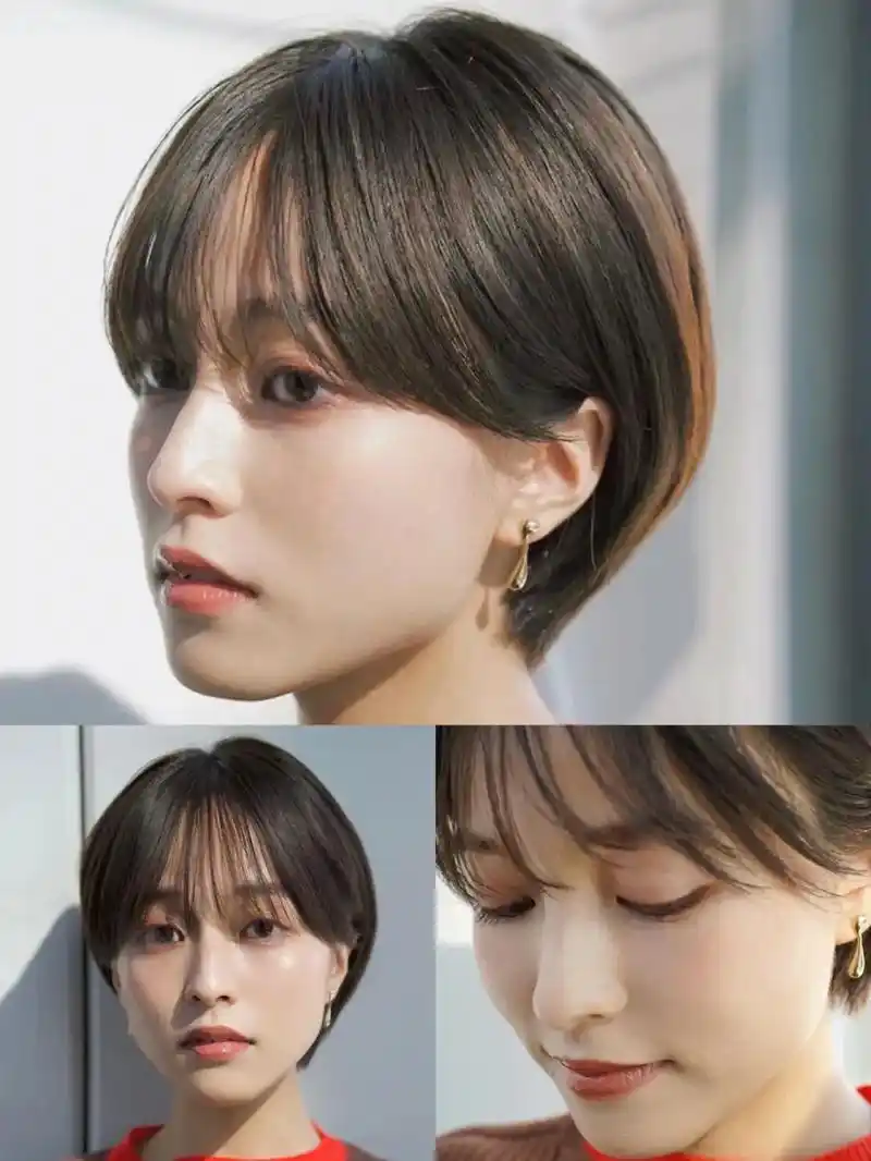 日系短发|||发型细致线条的短刘海和不对称平衡感的 - 抖音