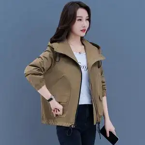 短款风衣外套女春秋2022新款宽松休闲女士夹克棒球服小个子二八月图片