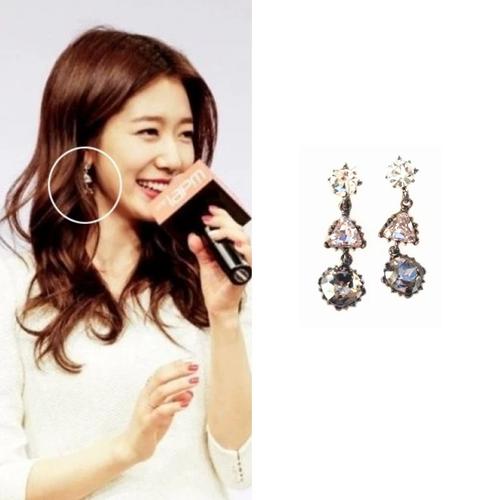 现货youngwon正品韩剧朴信惠sistar昭宥同款撞色水晶耳环925银针