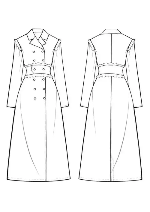 打卡 1|款式图连衣裙正反面