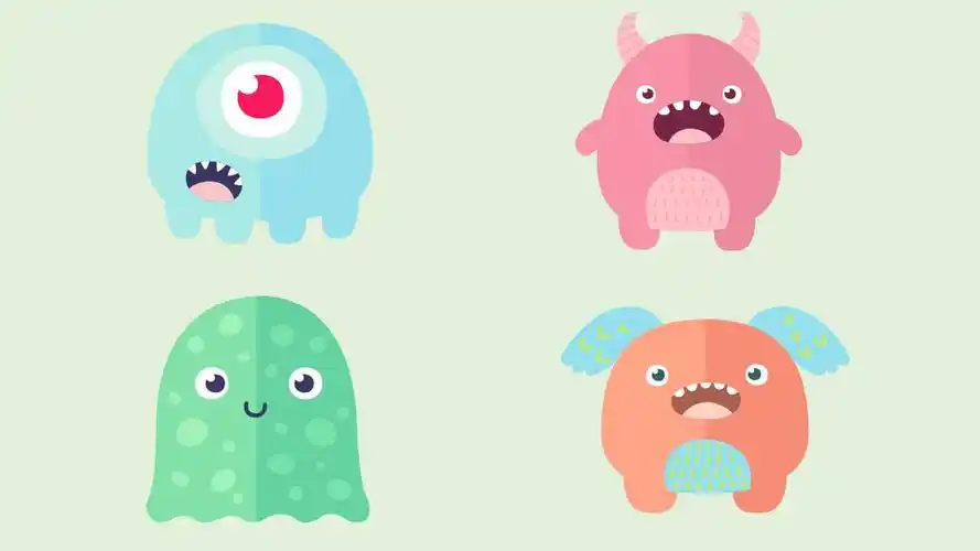 十二只萌萌哒小怪兽背景图ppt模板