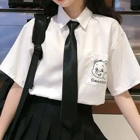 女生头像白衬衫黑领带