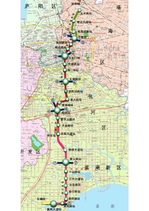 最新合肥地铁一号线换乘站别(五个大站201204)