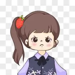 手绘小女孩撇嘴不高兴素材