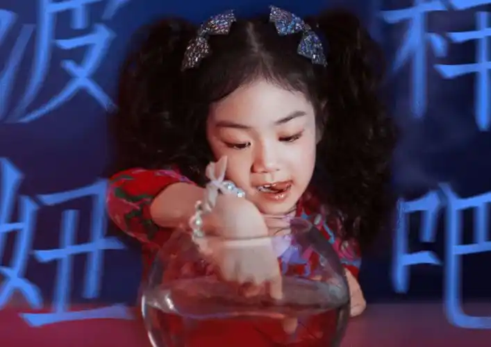 都说女儿的颜值像爸爸,看到5岁lucky的近照时,我终于信了_戚薇_李承铉