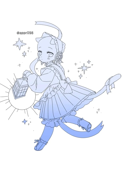 【板绘临摹】提灯小精灵~q版「单人线稿」