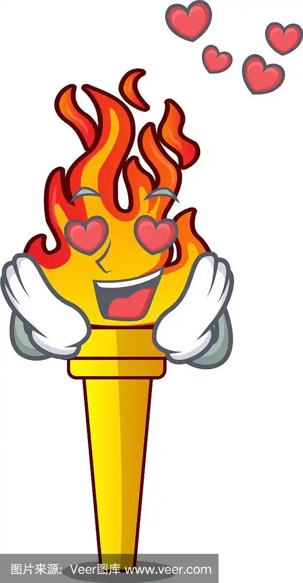 以爱心火炬为吉祥物卡通风格