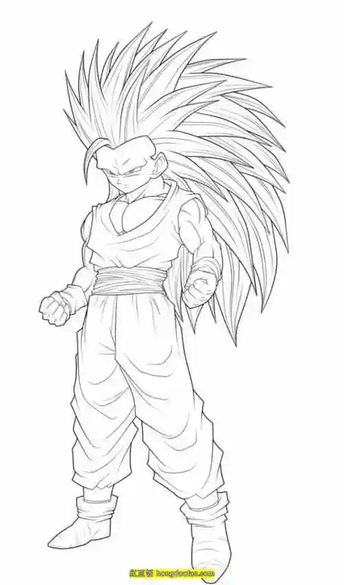 12张七龙珠小悟空超级赛亚人男生最爱的涂色图片-红豆饭小学生简笔画