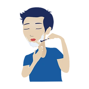 手绘刮胡子的男人