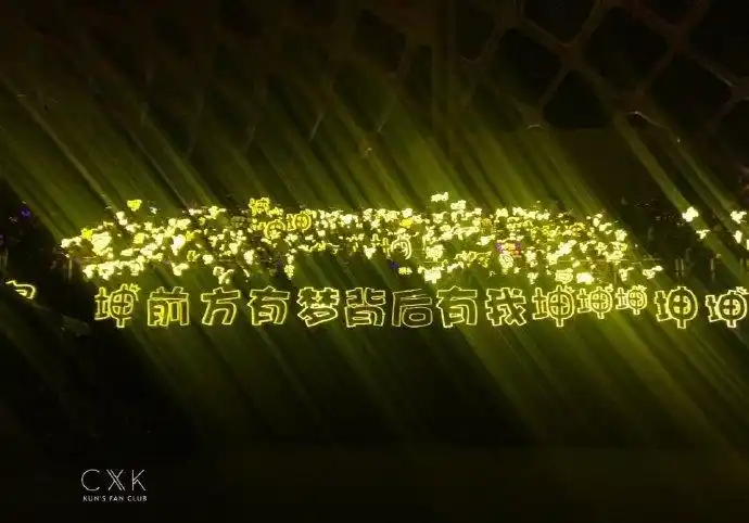 超有排面的灯牌应援#不允许还没有看过ikun为蔡徐坤准备的金海应 !