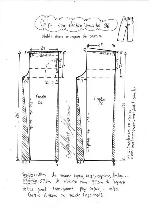 11码松紧腰直筒裤的图纸推荐