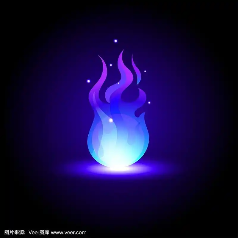 魔法蓝色火焰矢量插图
