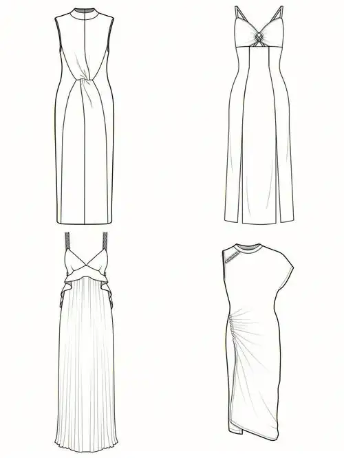 连衣裙|正反面服装款式图|服装设计(18)