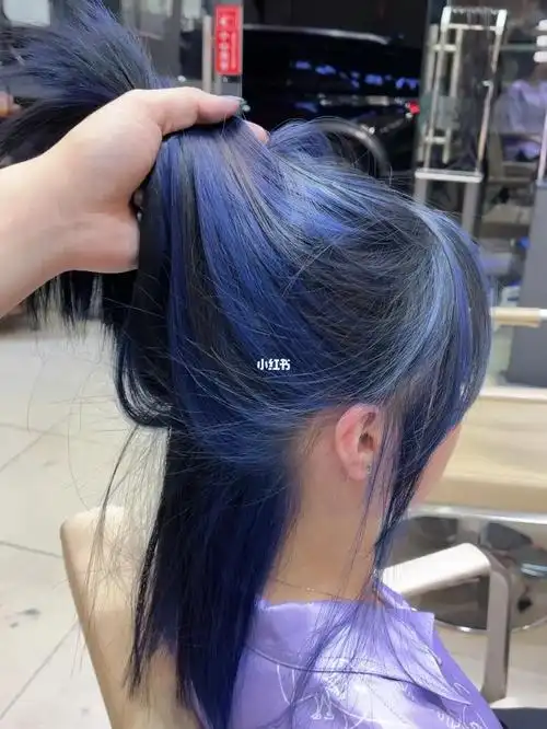 光线染   #法式挑染   #雾霾蓝   #蓝色   #蓝色系   #蓝黑色