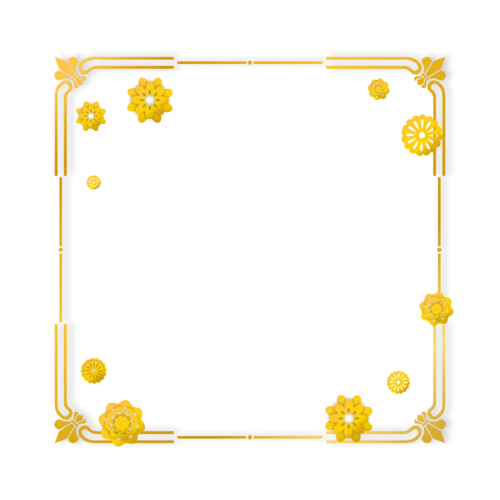 金色边框金色剪纸花朵中国风艺术