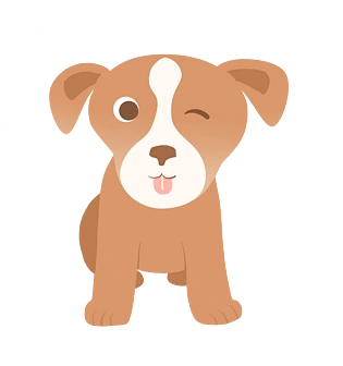 手绘可爱动物小花狗矢量插画