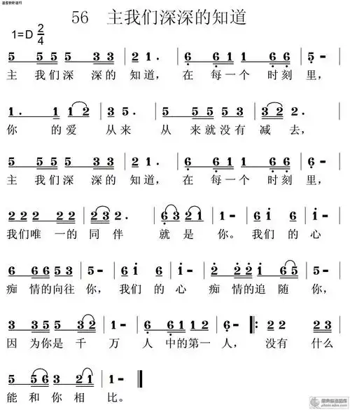 0056主我们深深的知道 - 赞美诗歌谱