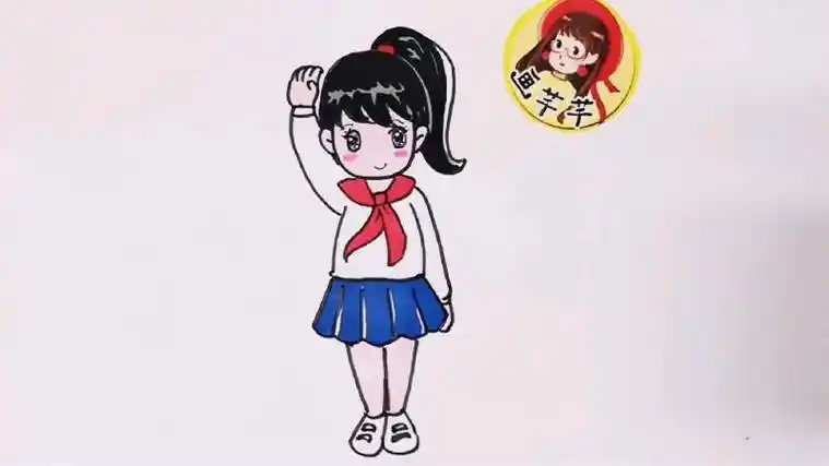 少先队员敬礼的反面简笔画