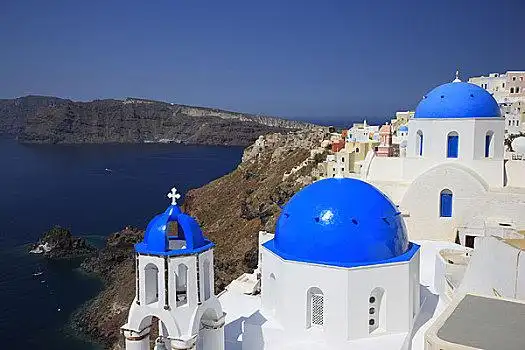 蓝色,圆顶,爱琴海