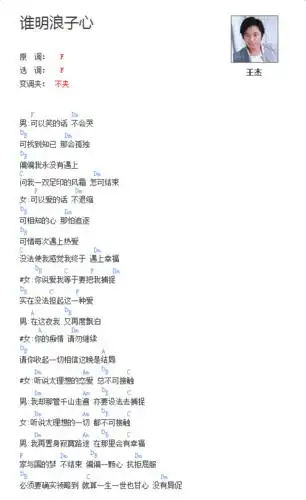 谁明浪子心吉他谱 王杰_吉他谱_歌词曲谱
