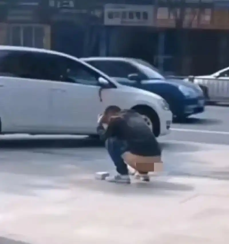 看样子是憋坏了,大街上人来人往,这家伙直接脱裤子拉起来了.  话说,人