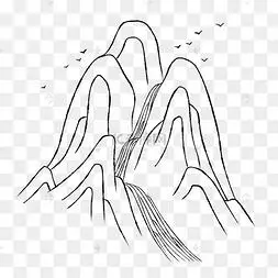 png下载psd星星月亮山水线条画下载 png下载psd中式金色线条山水下载