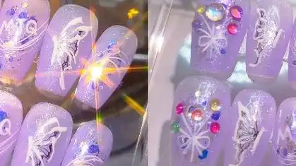 马嘉祺小气球月白星紫美甲 美甲穿戴甲演唱会舞台唱歌灯牌应援周边