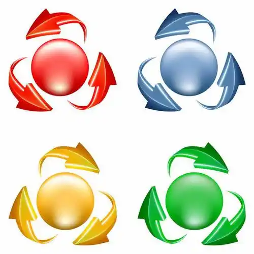 4种颜色的3d立体循环箭头可回收垃圾标志9372462矢量图片免抠素材 -