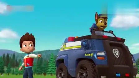 汪汪队市长爬雕像, 结果把头踢掉了, 只好踩着脑袋到处跑