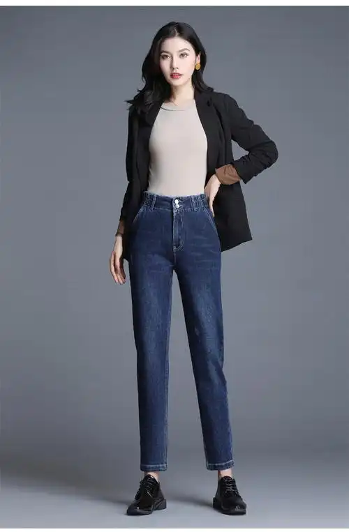 女春秋2020新款时尚洋气修身时尚高腰坠感百搭高弹力休闲脚子女bf9076