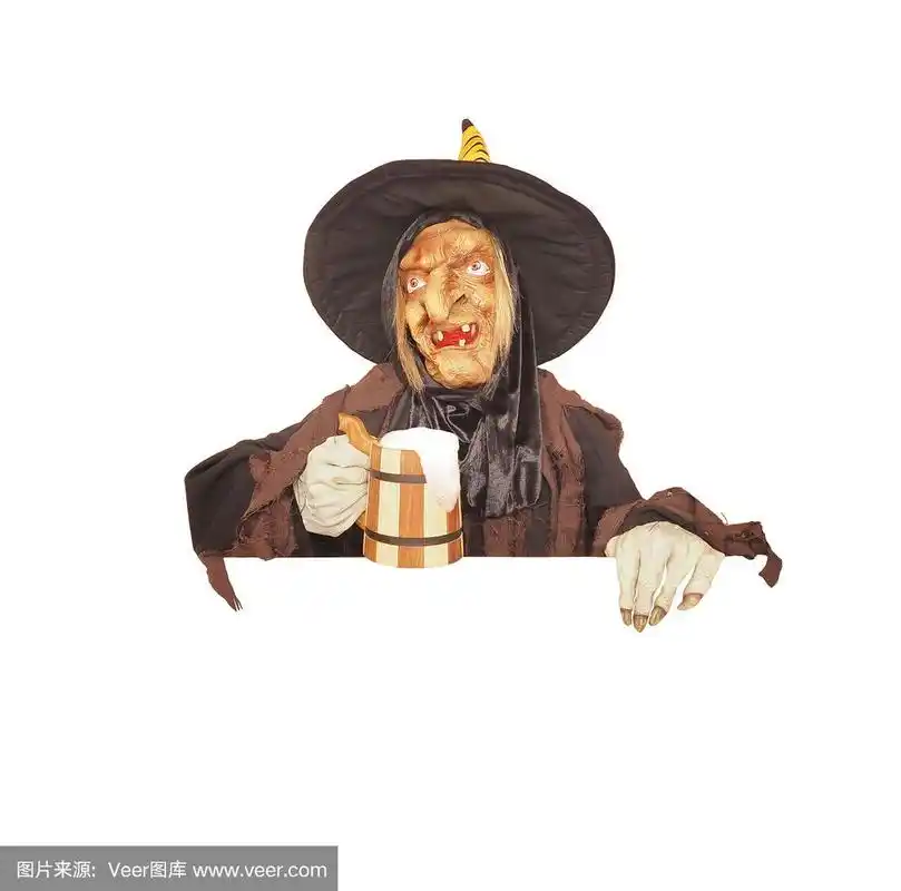 女巫,丑陋,分离着色,概念,白色背景