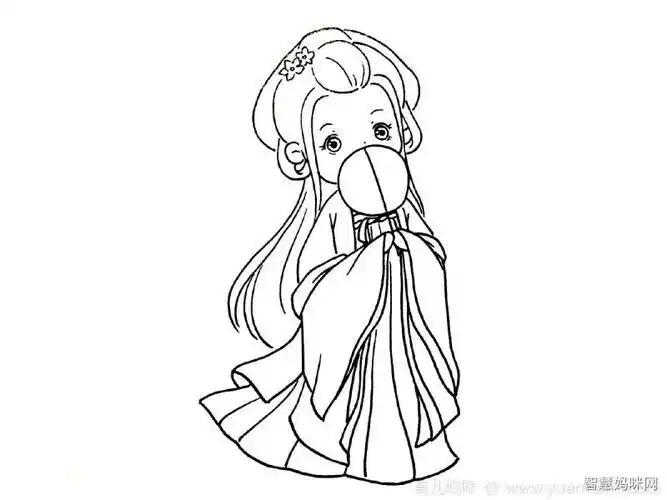 简笔画|简单可爱古风人物女孩小姐姐线稿简笔画古风简笔画|古风小姐姐