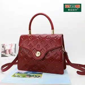 帕克保罗女包新款头层牛皮高品质复古民族风多色压花手提单肩斜挎