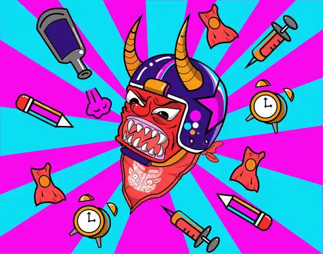 结合当今流行的街头元素风潮对饕餮形象进行插画设计,给其赋予新的