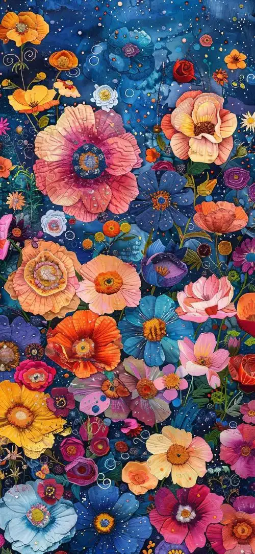 ai绘画#油画风花海壁纸 创意 花朵 15pm尺寸#高清壁纸图片