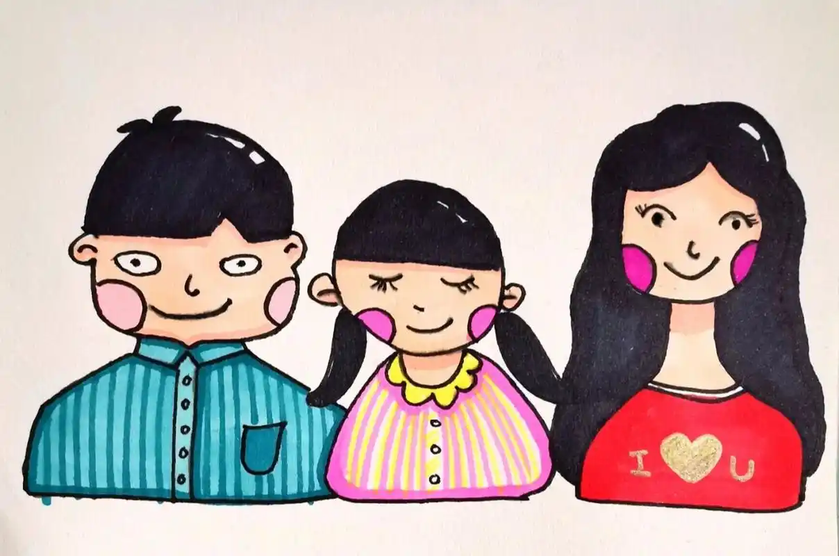 创意美术 | 全家福 儿童画 卡通画 9098699969979869