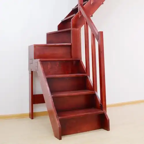 定制阁楼楼梯室内外楼梯复式楼转角实木三转平台楼梯室内旋转楼梯