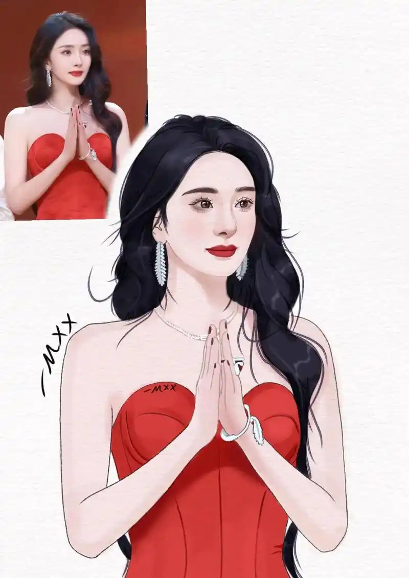 娇艳欲滴红玫瑰,杨幂手绘.#微博之夜杨幂 #向全世界安利杨幂 - 抖音