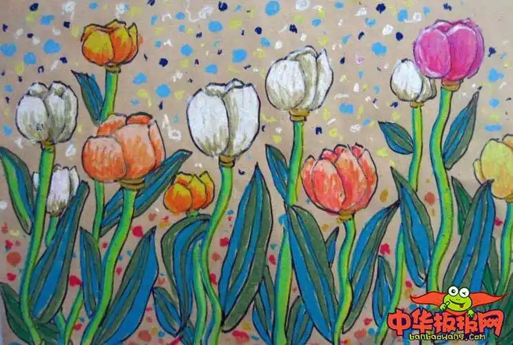 儿童简单画画图片大全美丽的郁金香