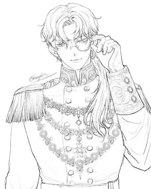 神仙画师微博转载二次元人物黑白动漫素材插画绘画线稿手绘女生男生