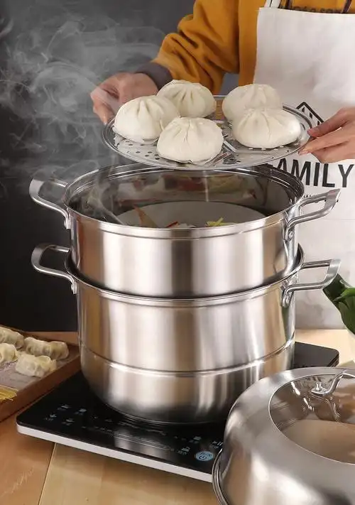 蒸锅不锈钢三层加厚家用多层大容量复底汤锅蒸火z头二层煤气炉锅_7折