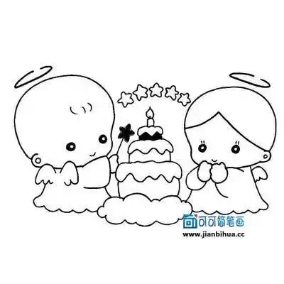 过生日的小人q版简笔画