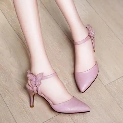 女凉鞋女鞋单鞋高跟凉鞋蝴蝶结女鞋一字带凉鞋女士凉鞋单鞋