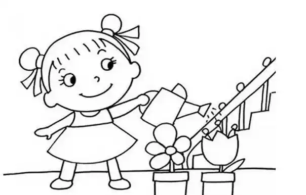 怎么画小女孩浇花简笔画画法教程大全欢迎大家回访我们的网站育才简笔