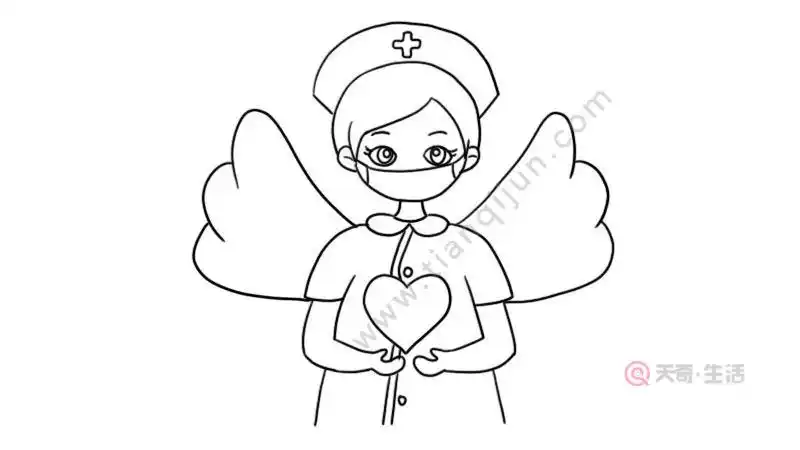 戴口罩的白衣天使简笔画画法