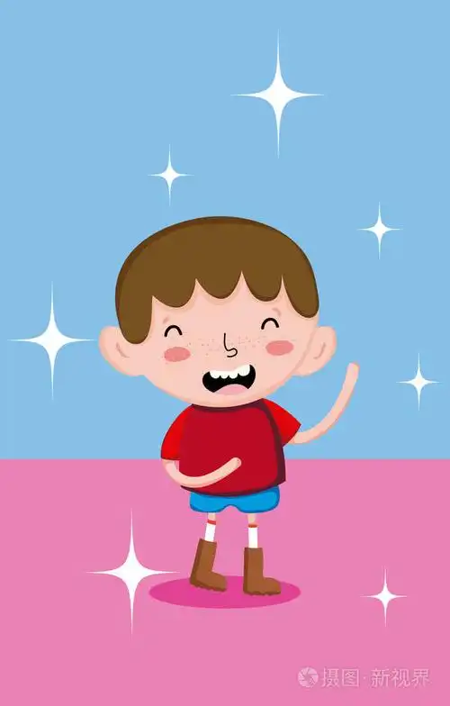 可爱有趣的男孩微笑卡通矢量插图图形设计