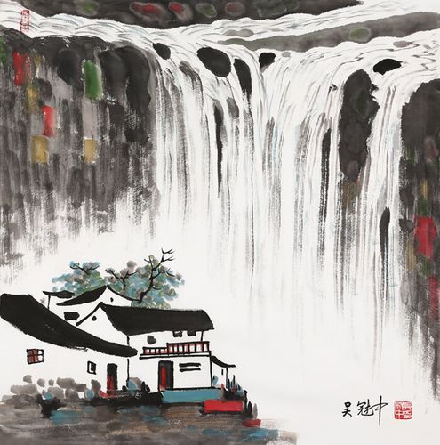 名家吴冠中山水国画精品四尺斗方字画江南水乡纯手绘抽象名人书画